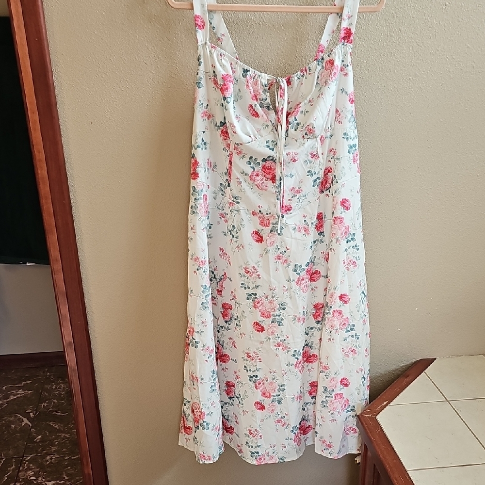 SHEIN Floral Chemise in Cream and Pink